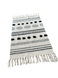 Alfombra Bajada Rectangular Negro Pompón Tipo Kelim 100x60cms